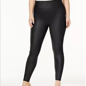 Intro Love the fit. Black. Faux leather leggings.